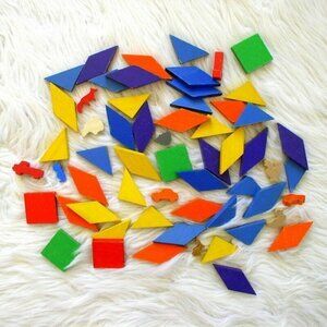 Children's Wooden Pattern Blocks Lot of 59 Pcs